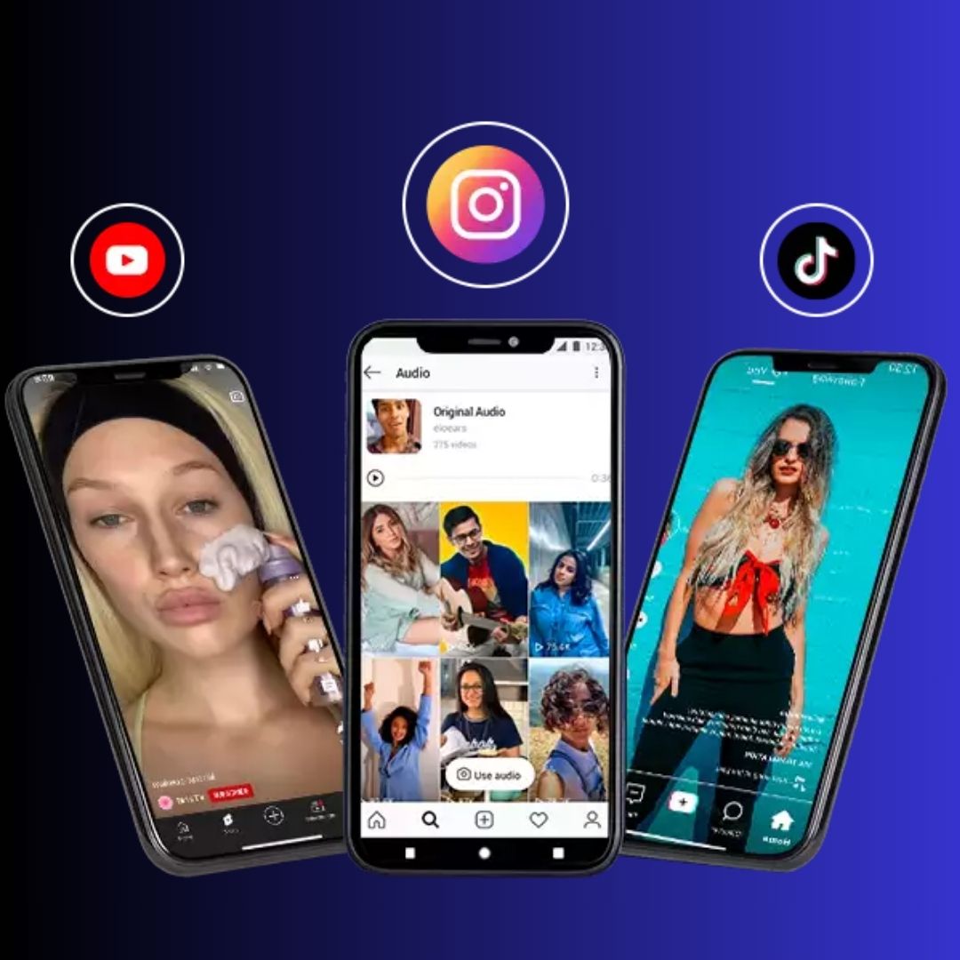 Collage promoting expertise in Reels Shorts & TikTok Video Editing and creation across major social media platforms.