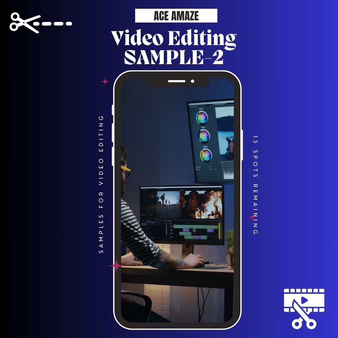 A professional editor working on video footage on dual screens, demonstrating high-end color correction and editing services from a top digital marketing company dehradun.