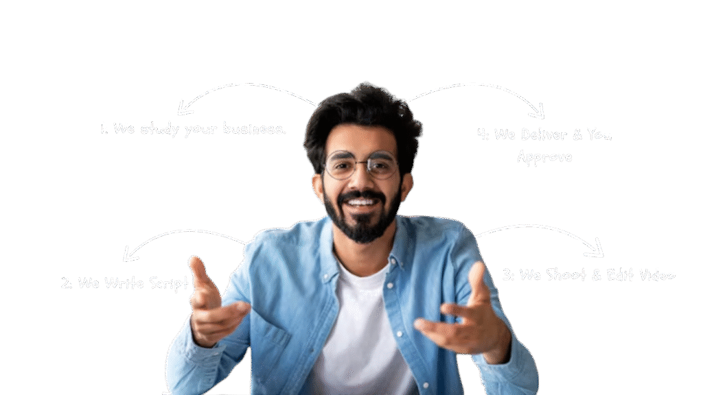 A friendly, smiling man in glasses gesturing with open hands, symbolizing an inviting digital marketing agency in India and approachable digital marketing services.