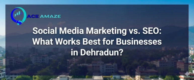 poster of ace amaze blog on Social Media Marketing vs. SEO What Works Best for Businesses in Dehradun