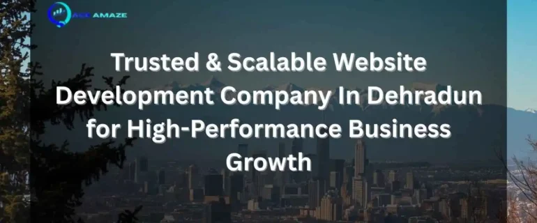 Aerial cityscape with snow-capped mountains and Ace Amaze logo, featuring text: "How to Grow My Institute's Enrollment 3x After Finding a Marketing Agency in Dehradun That Truly Understood Education Marketing."