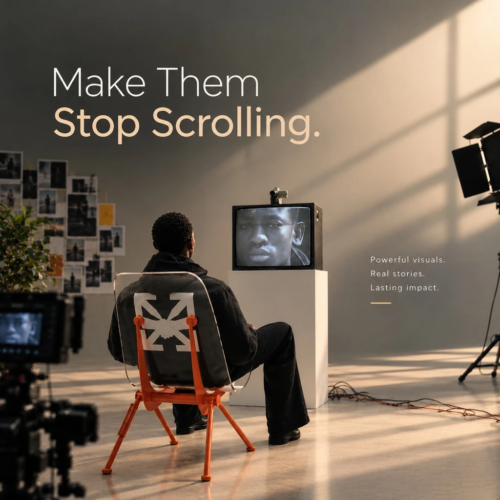 Video production studio at an advertising agency in Dehradun with a professional camera and video editing monitor.